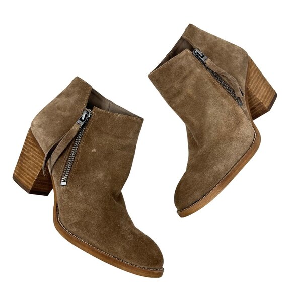 Sam Edelman Macon Bootie Size 7 Brown Suede Leather Side Zipper Ankle Boot - Picture 1 of 8